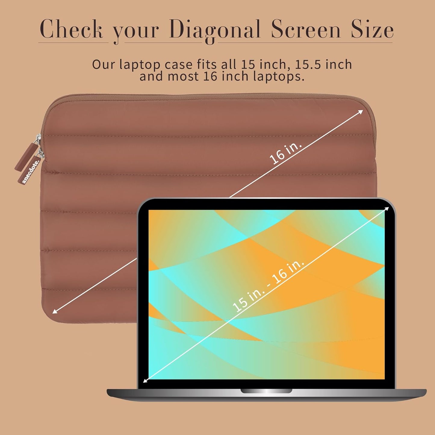 ANECDOTE Laptop Case 15-16 Inch – A Perfect Laptop Sleeve - Compatible with MacBook Air/Pro 15 inch M3 M2 M1 Chip Pro Max 2023-2021 – Fits Well, Made of 100% Nylon with Aesthetic Design (Mauve)