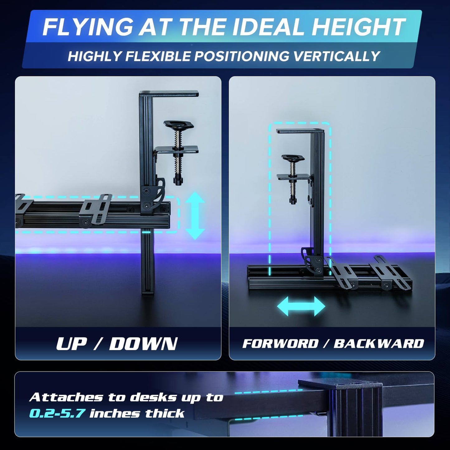 Hotas Mount, Joystick Mount, Aluminum Flight Stick Desk Mount for Logitech X56, X52, X52 Pro, Thrustmaster T.1600M, TCA, T.Flight Hotas One, 4, X, Airbus, VKB Gladiator Nxt (Red)