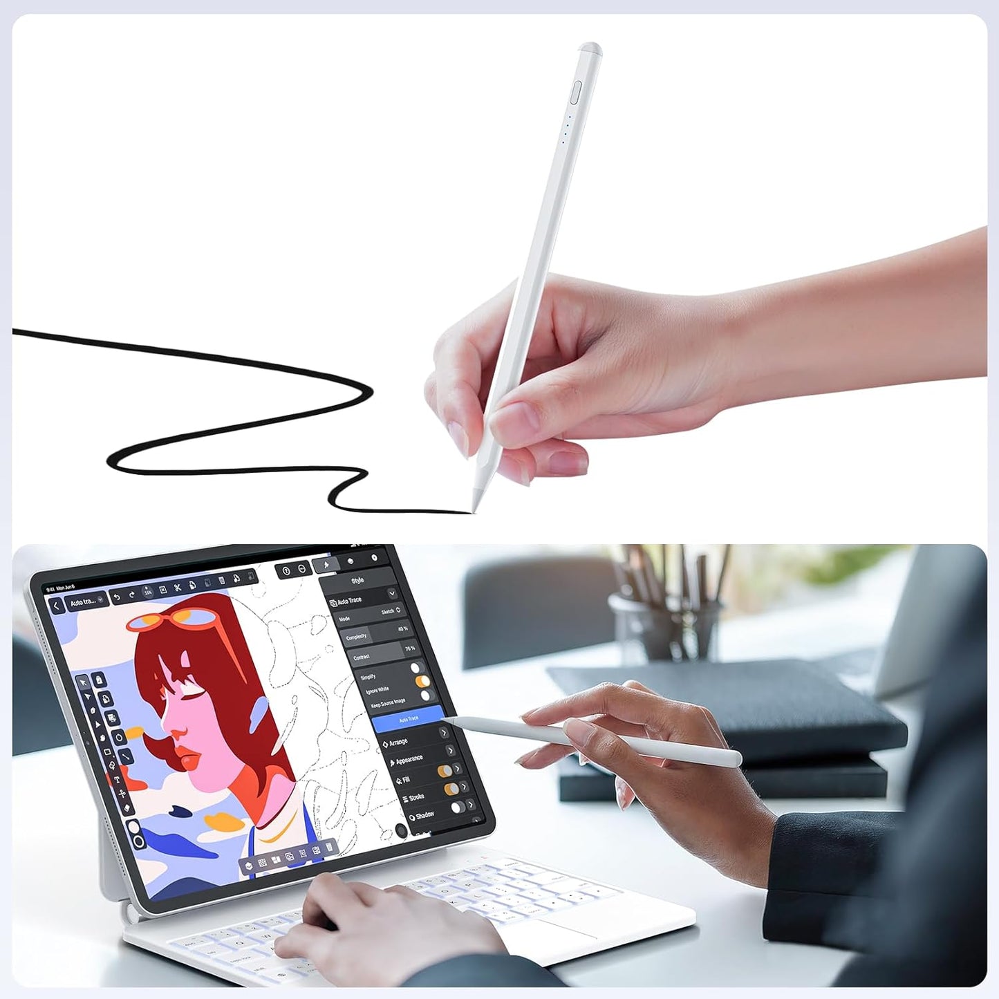 Keyboard Case with Stylus Pen for ipad Air 11-inch (M3 2025,M2 2024)iPad Pro11 in(1st/2nd/3rd/4th Generation) Magic-Style Magnetic Keyboard Case,Multi-Touch Trackpad 10.9” iPad Air 4th/5th Gen.(white)