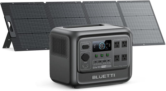BLUETTI Elite 100 V2 Solar Generator with 200W Solar Panel (Ships Separately), Portable Power Station 1024Wh w/ 4 1800W AC Outlets, 35% Smaller, Ideal for Camping, Emergencies, Backup Power (2025 New)