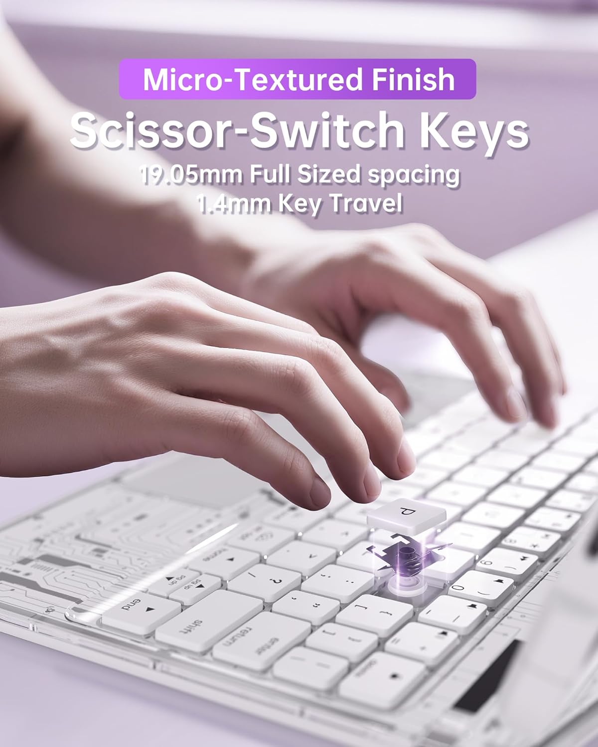 Intermerge Clear Keyboard Case for iPad Pro 13" (M4) 2024 Only, 360° Swivel Multi-Touch Trackpad, 7-Color RGB Backlit, Pencil Holder, Type-C, Power Indicator, Frost Pulse