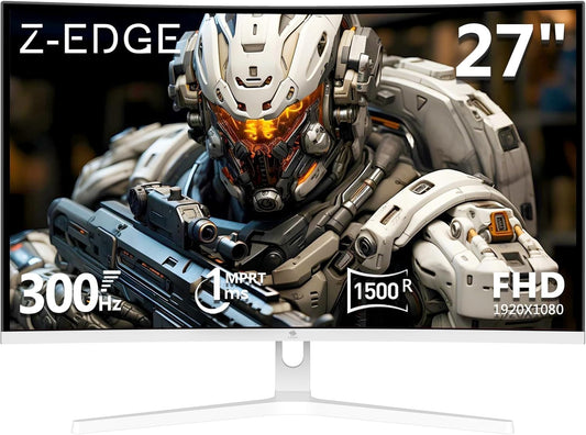 Z Z-EDGE 27 inch Curved Gaming Monitor, FHD 1080P 300Hz 240Hz Computer Monitor, Ultra-Fast MPRT 1ms Curved Monitor, 1500R, 16.7M Colors, UG27H Frameless Bezel, 2X DP 1.4 Ports and 2X HDMI 2.0 Ports
