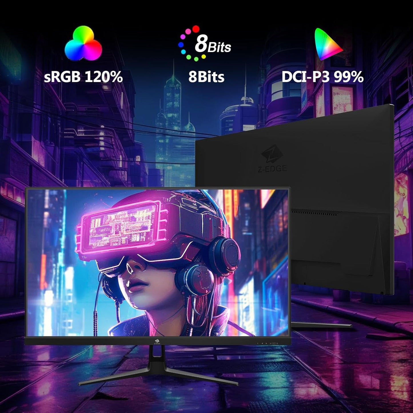 Z-Edge 27 inch Gaming Monitor, FHD 1080P 240Hz, Ultra-Fast MPRT 1ms Monitor, DCI-P3 99%, SRGB 120%, 8 bits, UG27PJ Frameless Bezel, 2X DP 1.4 Ports and 2X HDMI 2.0 Ports