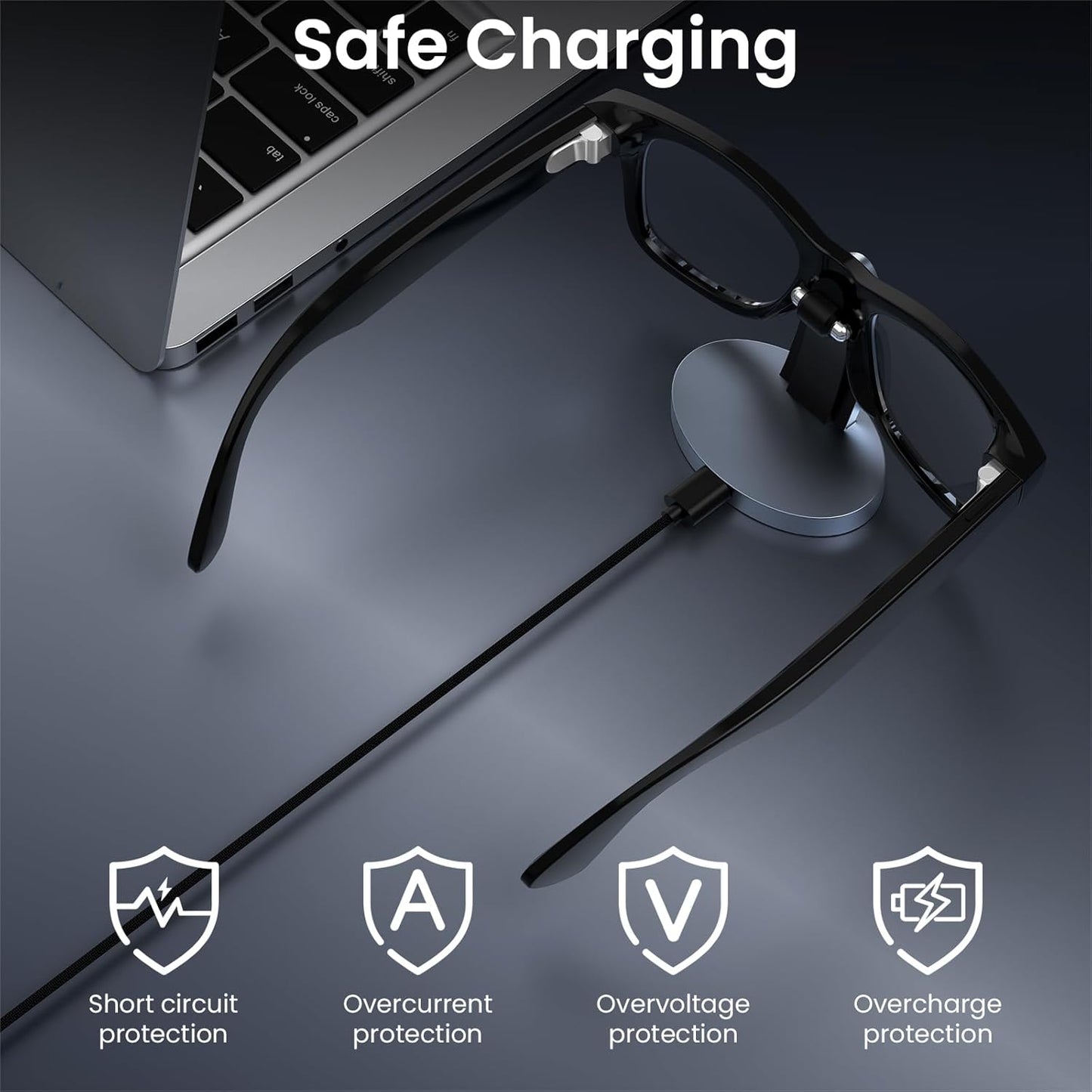 Charging Dock Compatible with R.ay-B.an Me ta Smart AI Glasses, Portable Charging Stand for Way-farer/Sky-ler/Head -Liner Accessories, Compact Charger, Space Gray