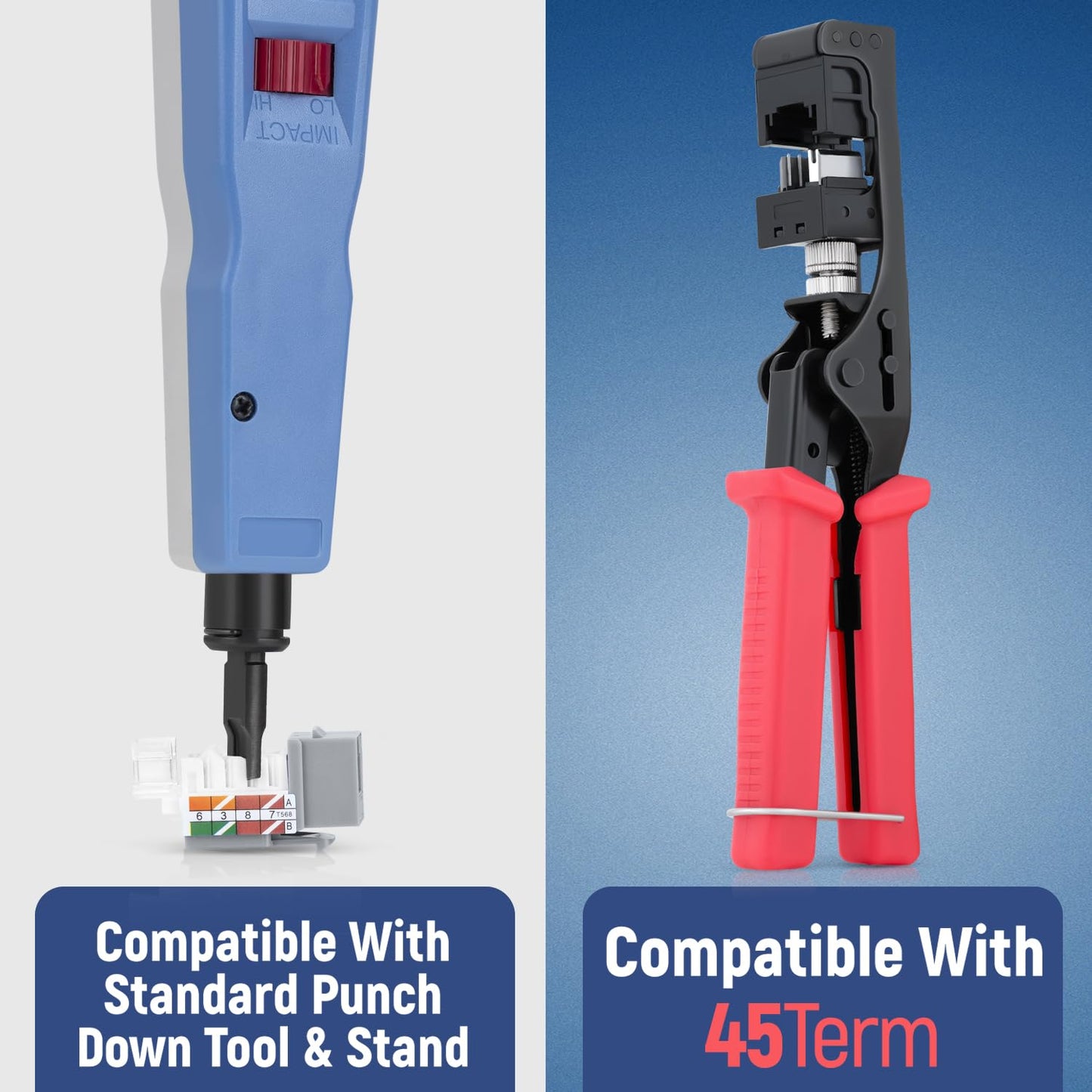 Everest 45° Angled RJ45 Cat6A Keystone Jacks 50-Pack in Gray - Slim Profile Female RJ45 Connectors - Cat 6A Keystone Jack - Compatible with 45° Angled Speed Termination Tool - 45Term (B0BL3GS7ZY)