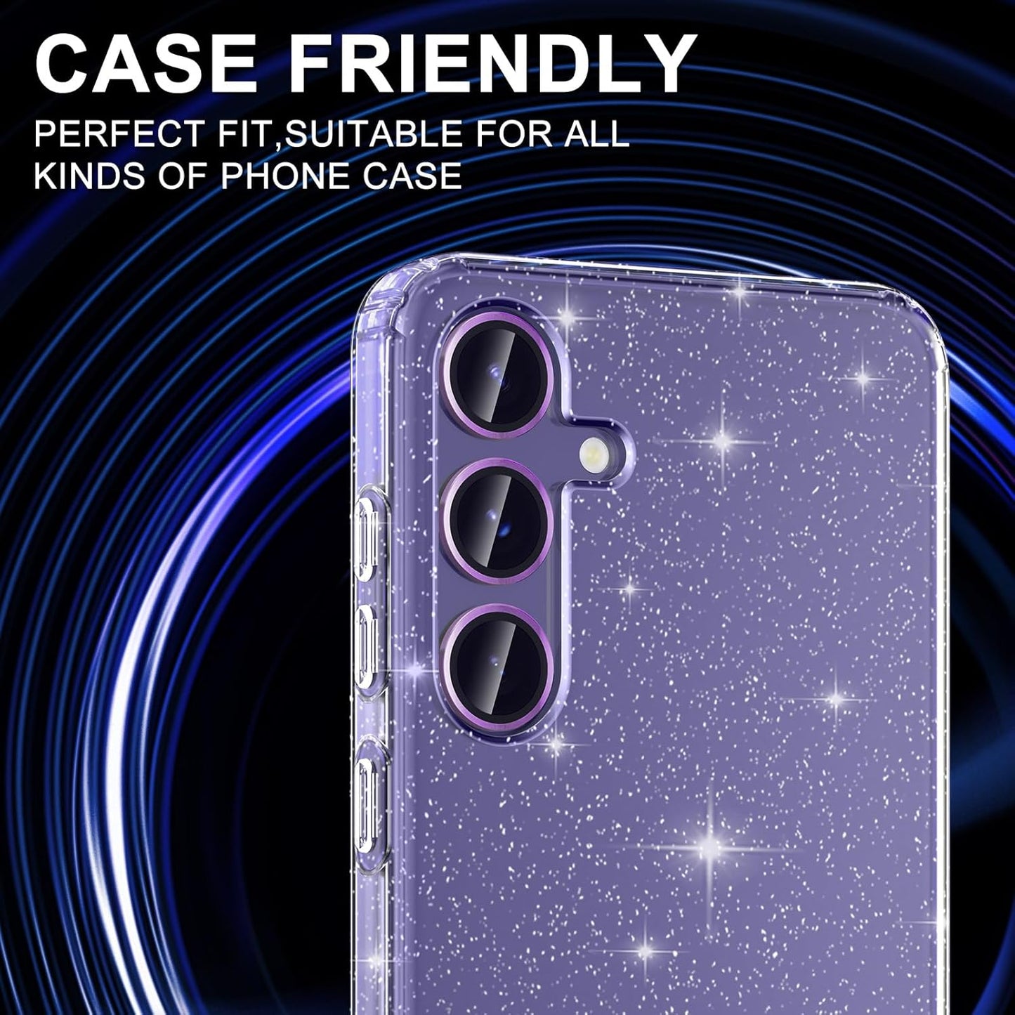 for Samsung Galaxy S24 Plus Camera Lens Protector, Individual Metal Ring Tempered Glass Lens Cover, [Strong Adsorption] Scratch Resistant Ultra-Thin HD Clear Lens Cover, 1 Set-Purple