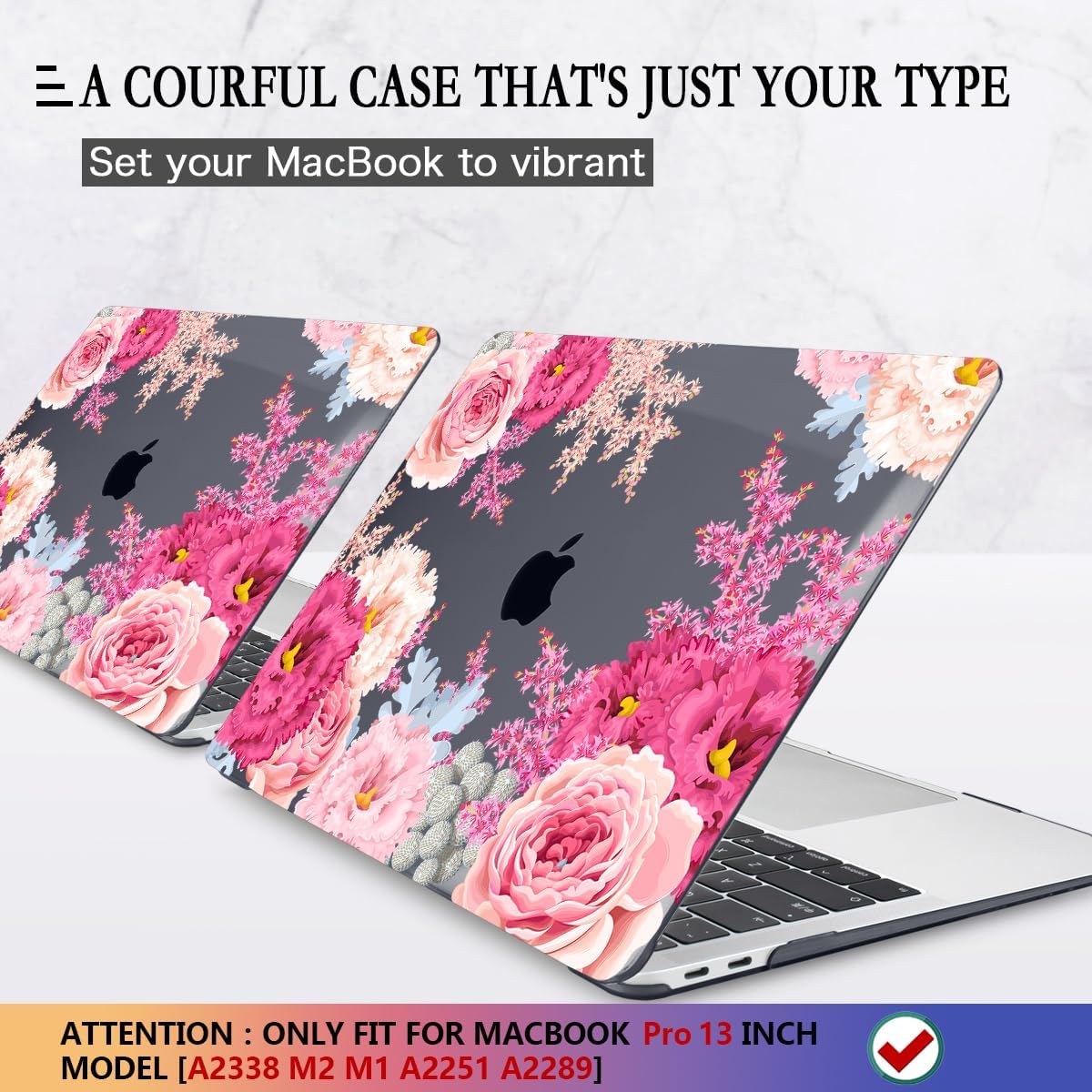 CISSOOK Floral Case Cover for MacBook Pro 13 Inch 2025-2020 Release A2338 A2289 A2251, Plastic Hard Shell Case with Keyboard Cover for MacBook Pro 13 M1 M2, Gorgeous Flowers