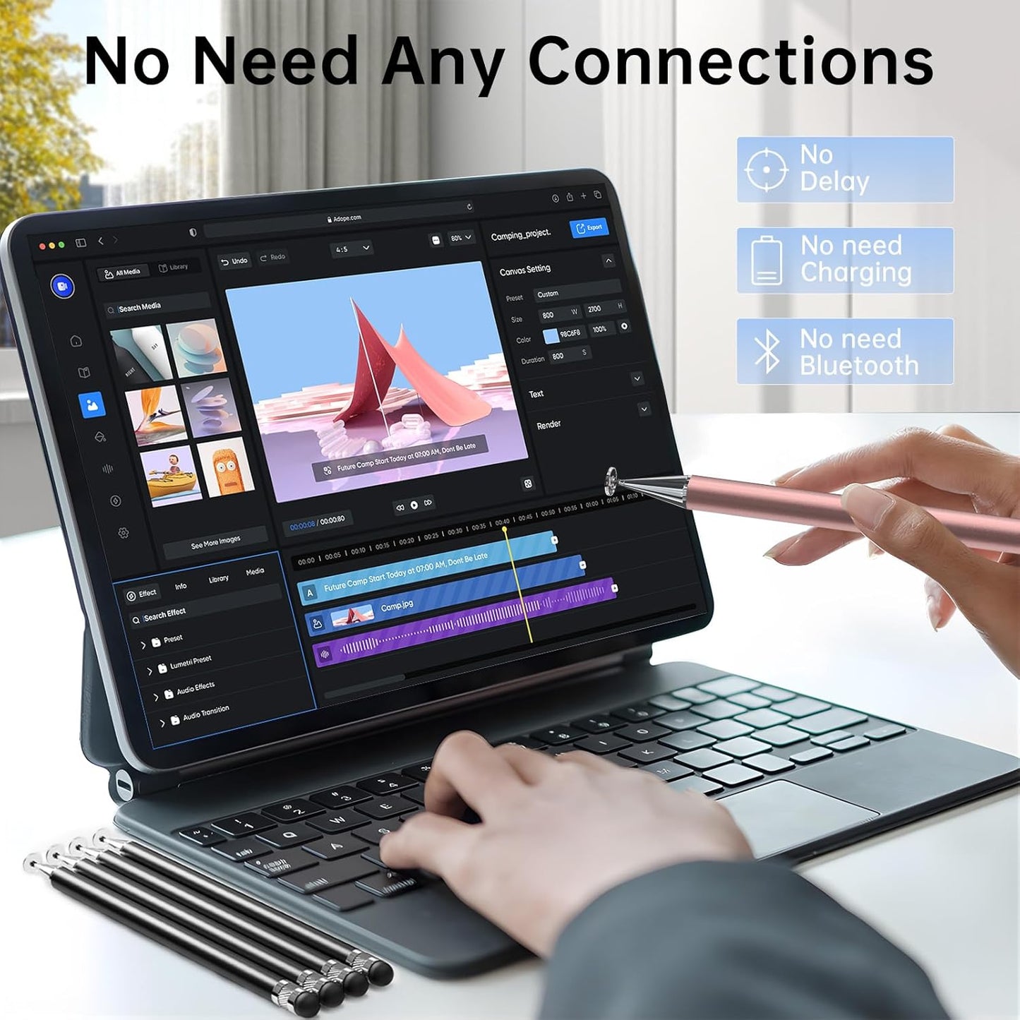 Bopomofo Stylus (5 Pcs), 2-in-1 Stylus Pen for Touchscreen, High Precision and Sensitivity, Suitable for iPhone/ipad/Android Tablets, Compatible with All Touch Screens,Rose Gold