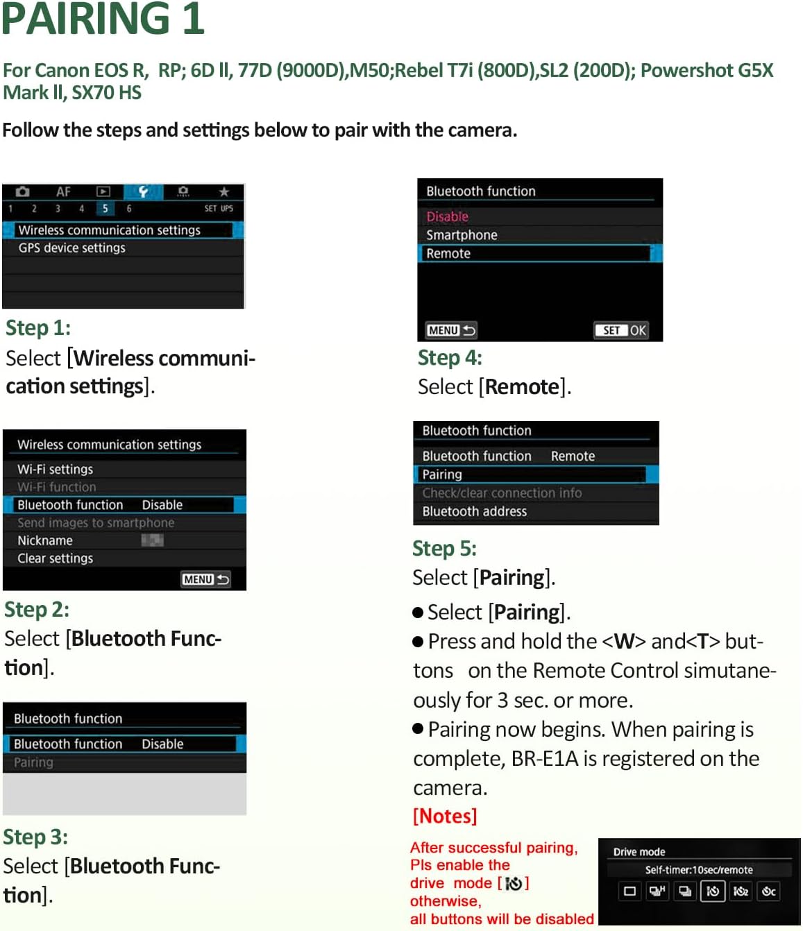 Camera Remote Control for Canon - Aodelan Wireless Shutter Release Trigger for R3/ R10/ M50/ EOS M6 Mark II/R/RP /90D /6D Mark II /R5/T7i /G5 X Mark II /G7 X Mark III; Replaces Canon BR-E1