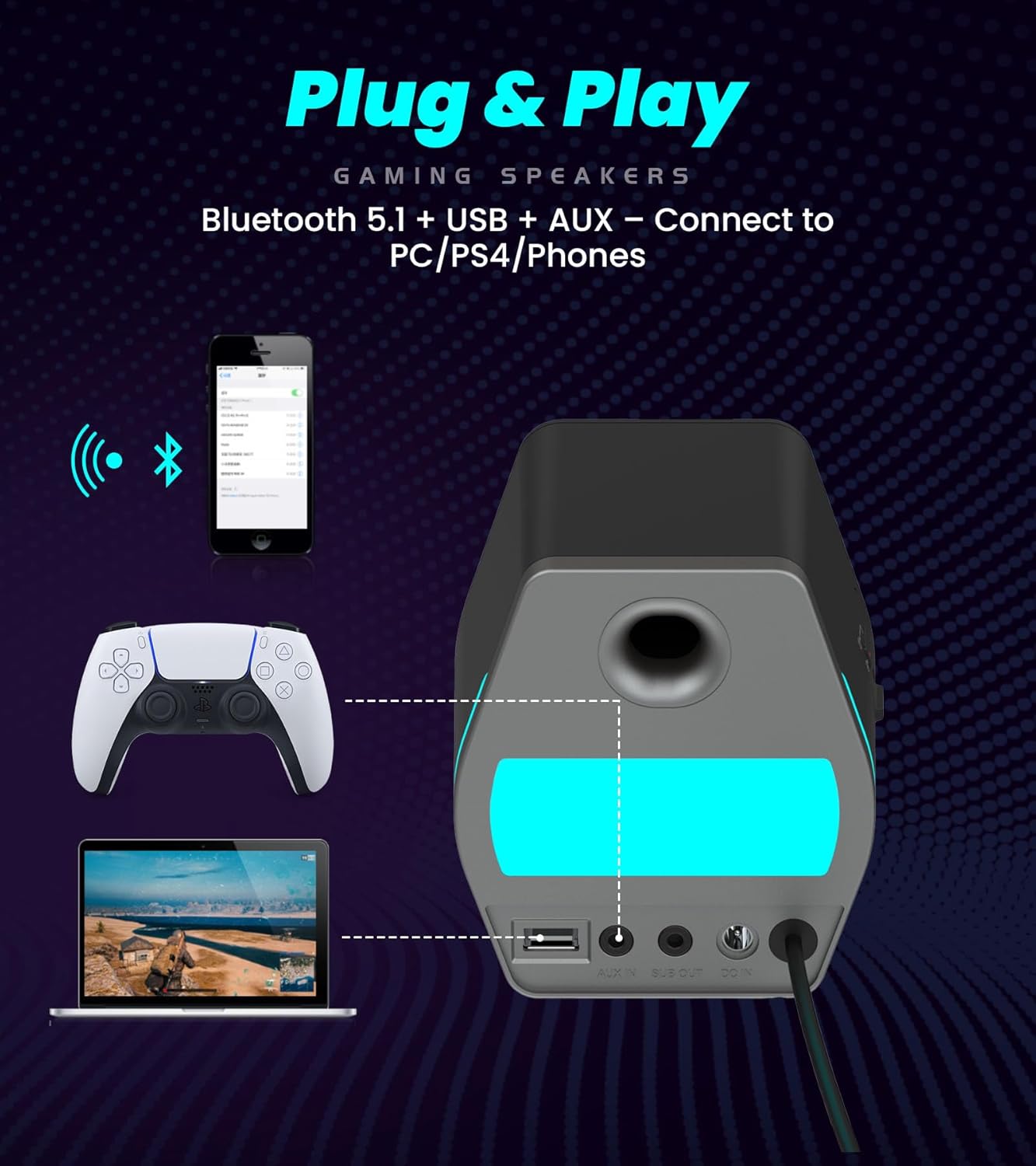 Edifier Hecate RGB Gaming Speakers, 32W Peak Power, Bluetooth 5.1, Game/Movie/Music Modes, 12 RGB Lighting Effects, Compact Design for PC/PS4/Desktop - Red