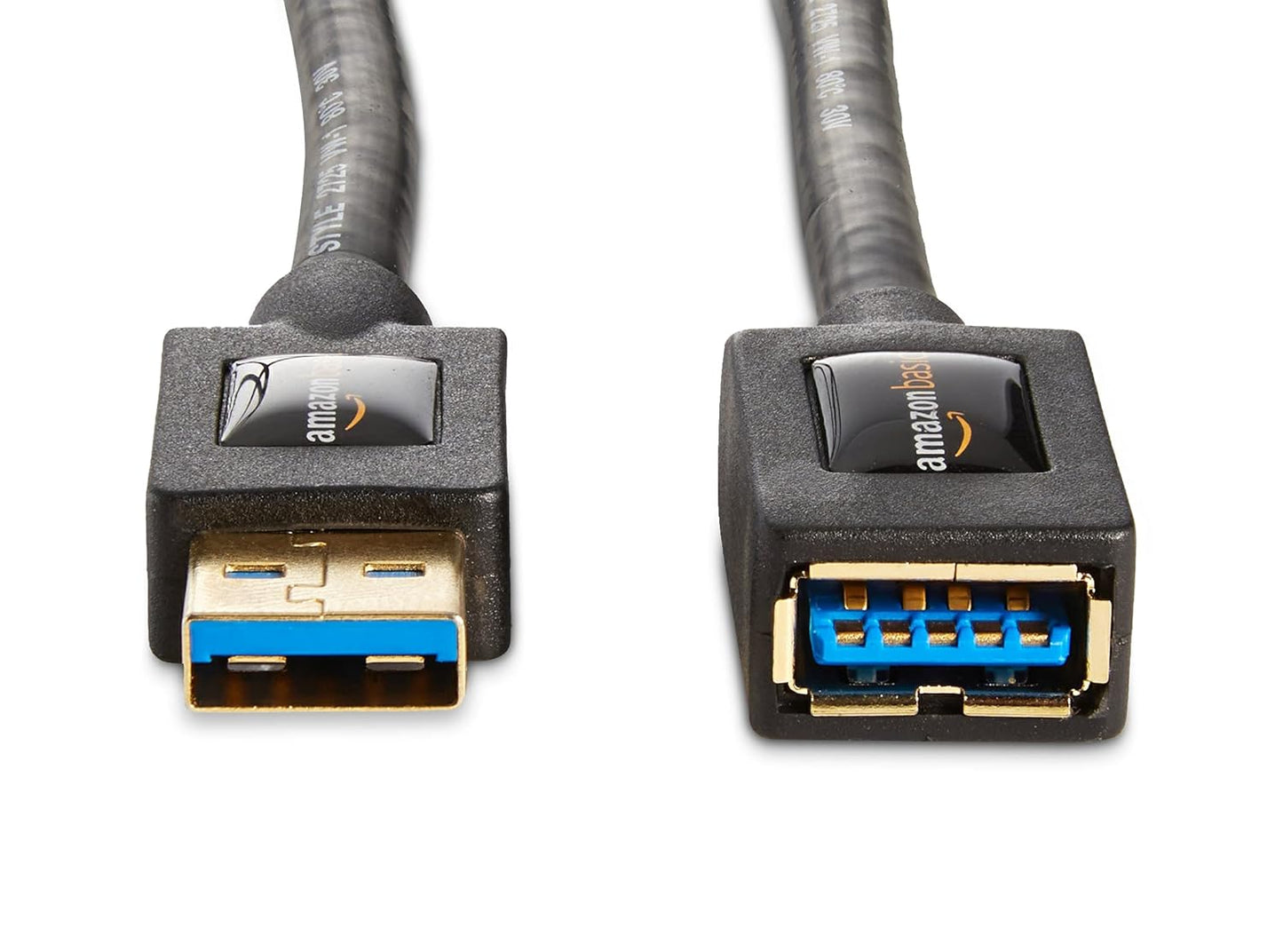 Amazon Basics 2-Pack USB-A 3.0 Extension Cable, 4.8Gbps High-Speed, Male to Female Gold-Plated Connectors, 6 Foot, Black