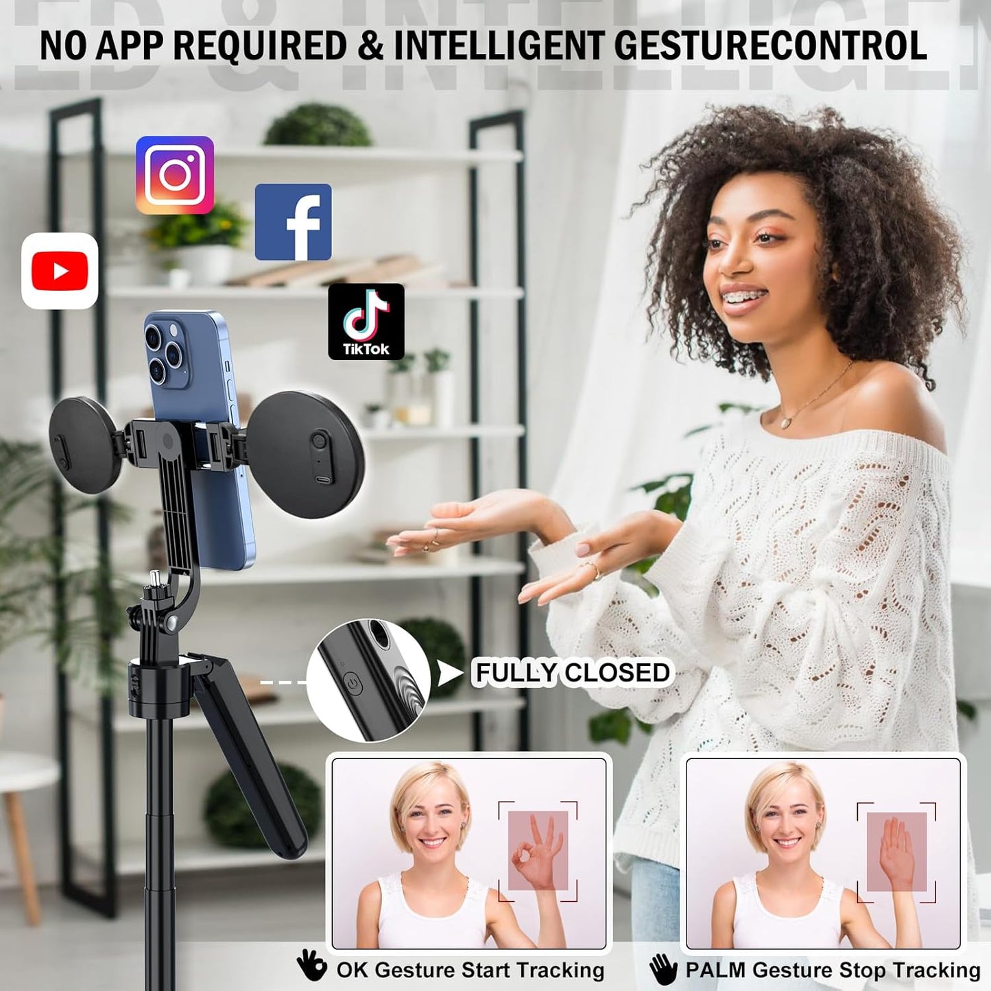 Face Tracking Tripod for iPhone with Light,70 inch Phone Tripod Holder with Remote,Travel Selfie Stick for Content Creator Vlog Live Stream Video Recording
