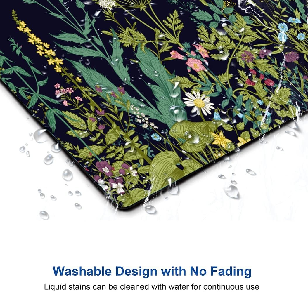Floral Mouse Pad, Square Waterproof Non-Slip Rubber Base Mouse Pad for Office Laptop, 9.5"x7.9"x0.12" Inch (Weed Flower)