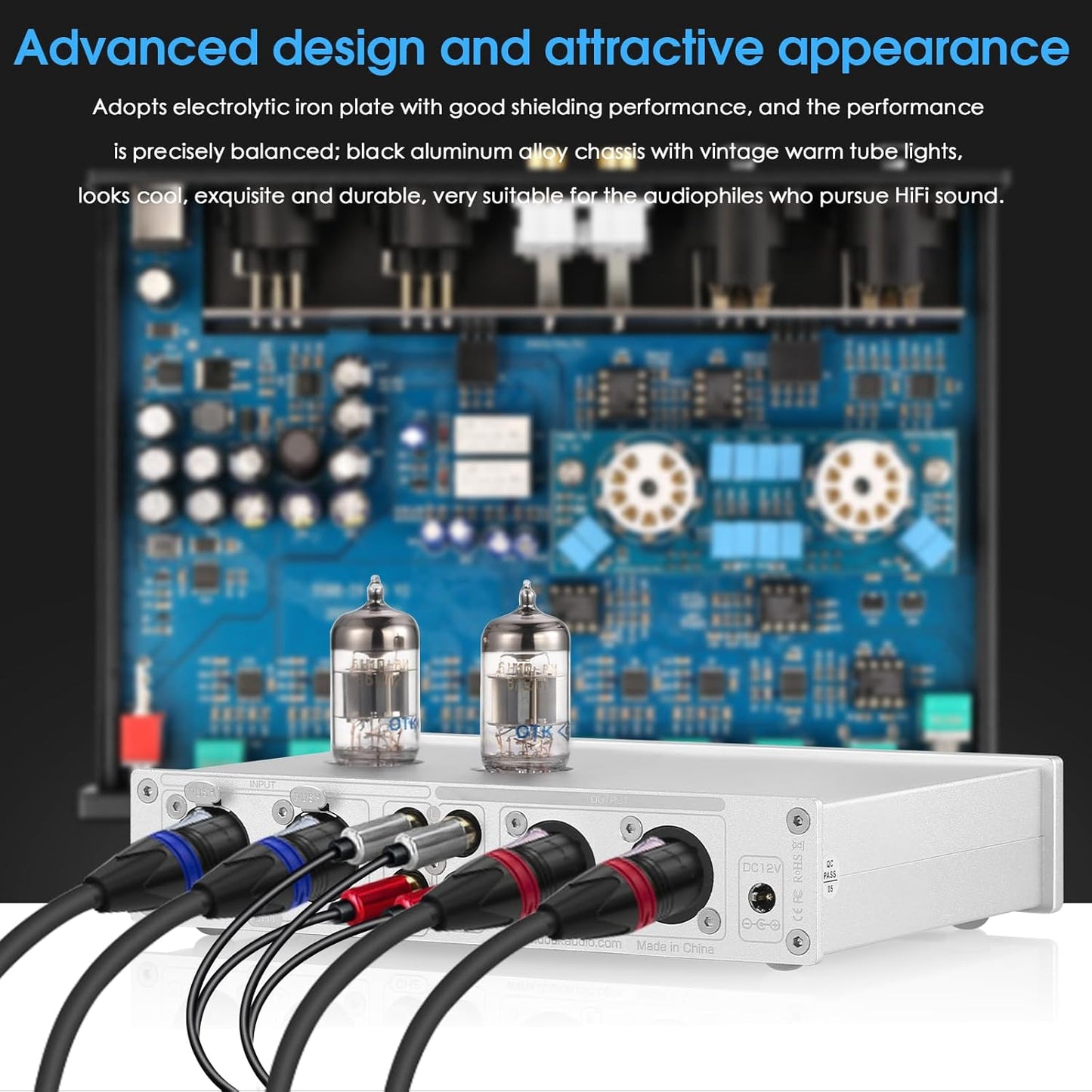 Douk Audio HiFi Vacuum Tube 7-Band EQ Preamp Equalizer XLR Pre-Amplifier Home (T8 PRO Silver)