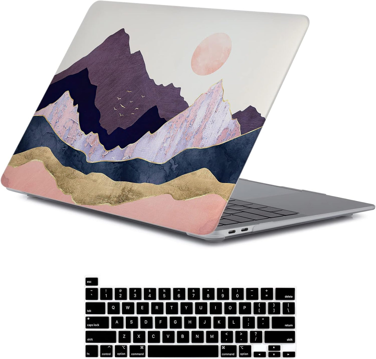 LanBaiLan Compatible for MacBook Pro 13 inch with Touch Bar 2022 2020 2019 2018 2017 2016 Release M1 M2 A2338 A2289 A2251 A2159 A1989 A1706 A1708, Laptop Hard Case & Keyboard Cover, Mountains Forest