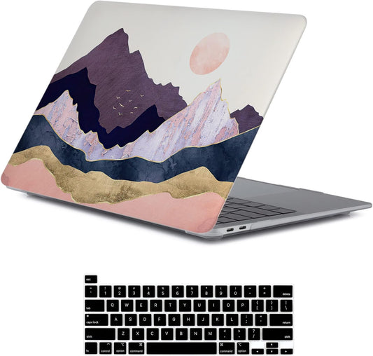 LanBaiLan Compatible for MacBook Pro 13 inch with Touch Bar 2022 2020 2019 2018 2017 2016 Release M1 M2 A2338 A2289 A2251 A2159 A1989 A1706 A1708, Laptop Hard Case & Keyboard Cover, Mountains Forest