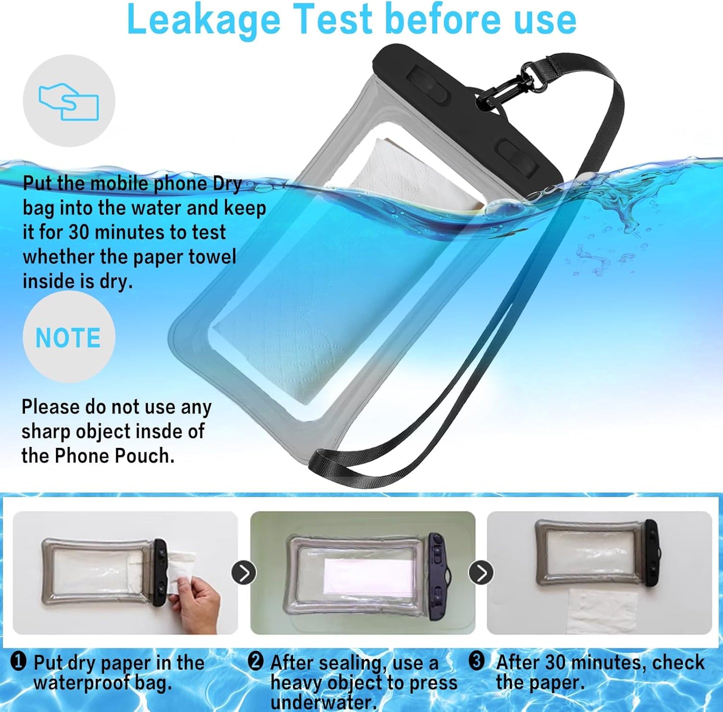 7 Pcs Waterproof Phone Pouch, Universal IPX8 Floating Waterproof Cell Phone Case Dry Bag, Compatible with Most Cell Phone on Market, Waterproof Phone Protector for Beach Swimming