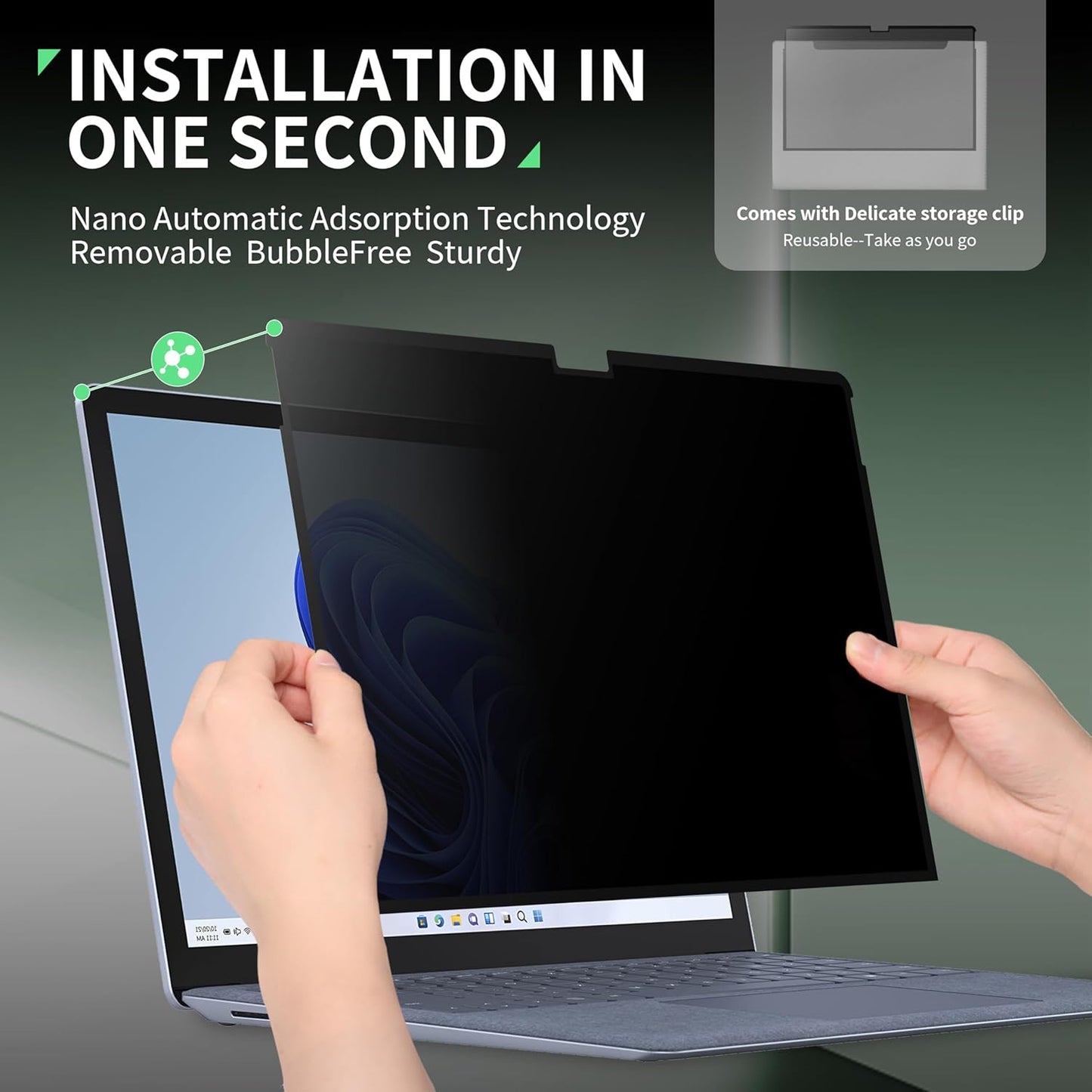 Privacy Screen Protector for Surface Pro 11/10/9/8/X -13 Inch, Anti Glare Filter, Anti Blue Light Film, Nano Removable Shield Microsoft Pro 9 Accessories, Reusable Cover Matte Bubble Free Guard