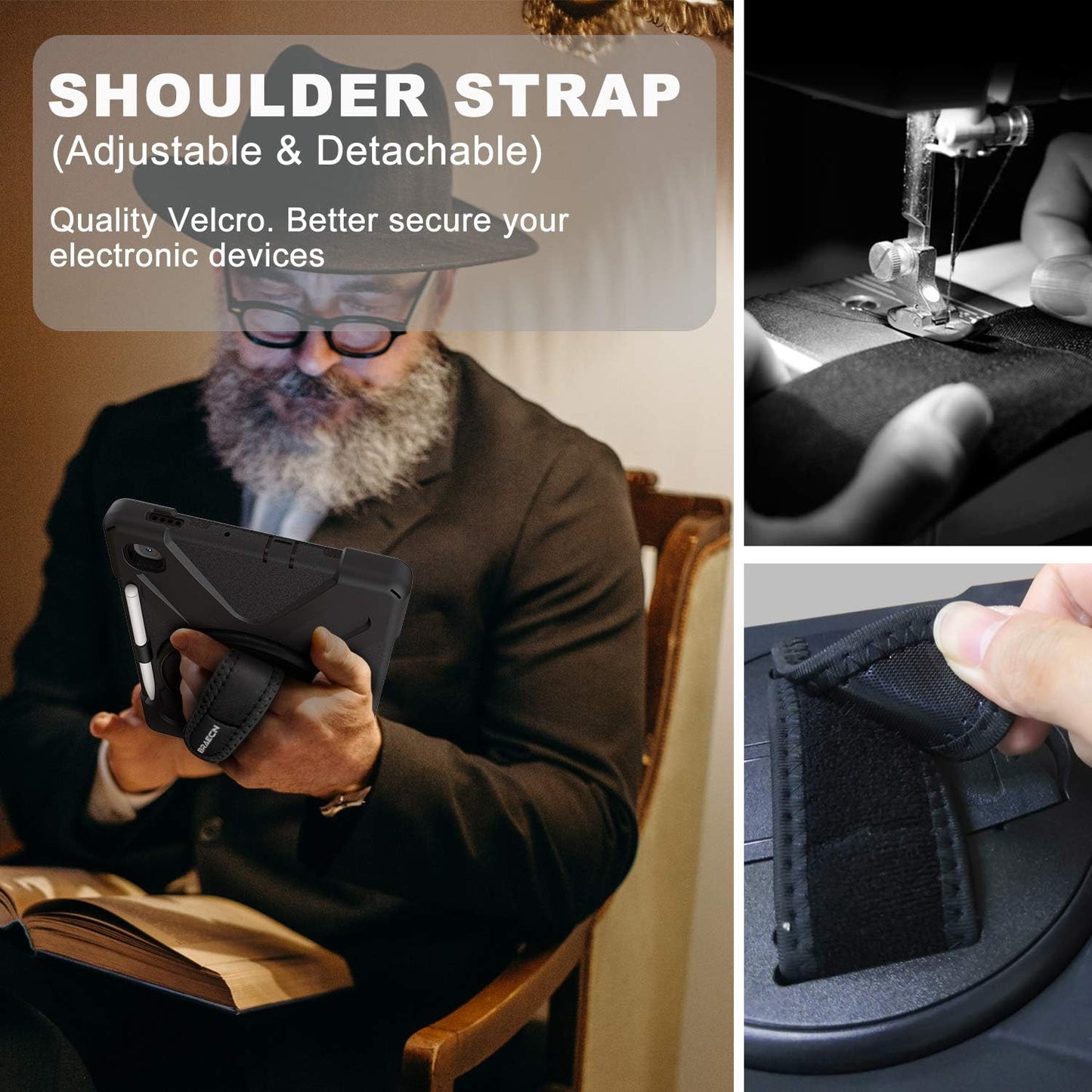 BRAECN for Samsung Galaxy Tab S6 lite Case 10.4 inch 2024/2022,Rugged Shockproof Case with 360 Rotating Hand Strap&Kickstand, Shoulder Strap, S Pen Holder for Samsung Galaxy Tab S6 Lite Tablet -Black