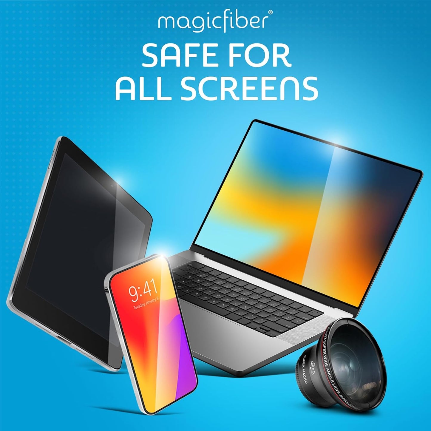 MagicFiber Microfiber Cleaning Cloth, 30 Pack - Premium Cloth for Glasses, Lens, Screens & More