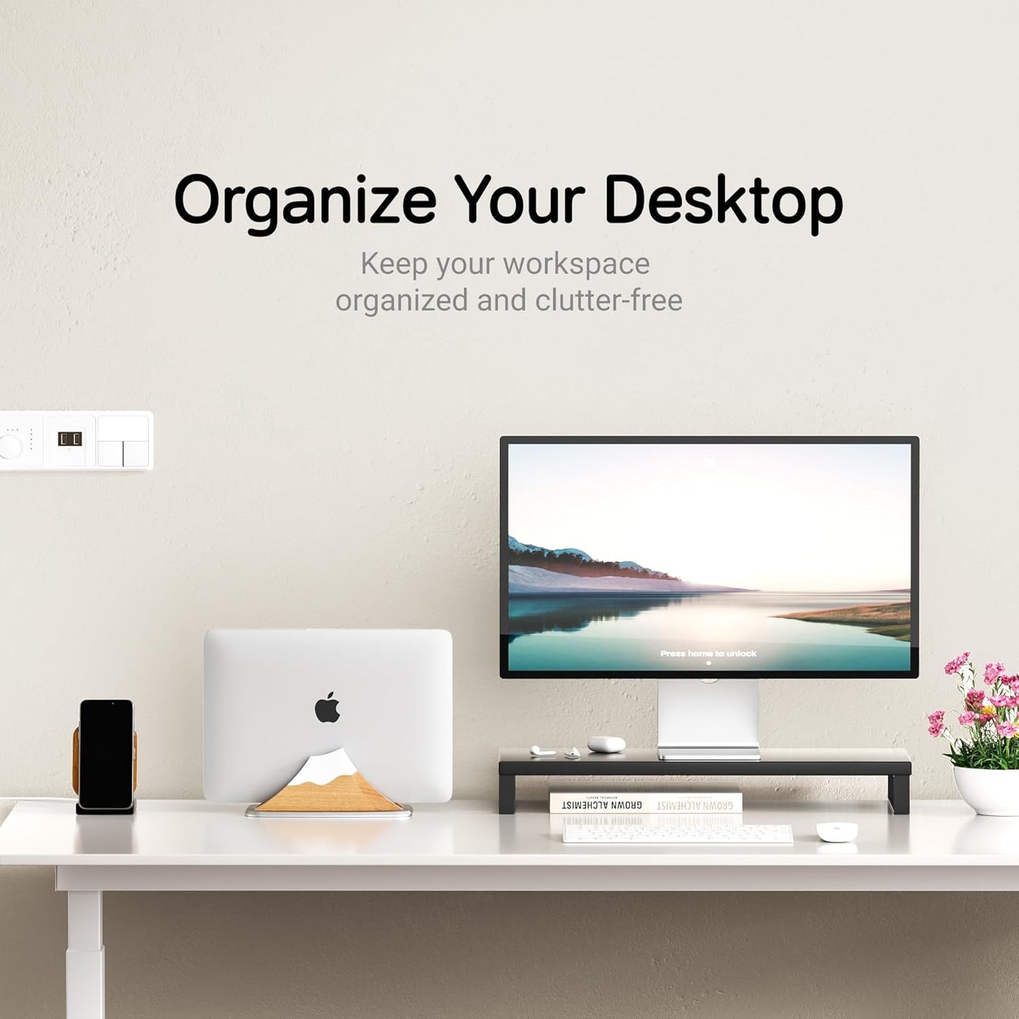 Vertical Laptop Stand - Snow Peak-Shaped Wooden Holder Dock Compatible with MacBook, Surface, Chromebook, Dell & More - Space-Saving Design for All Laptops