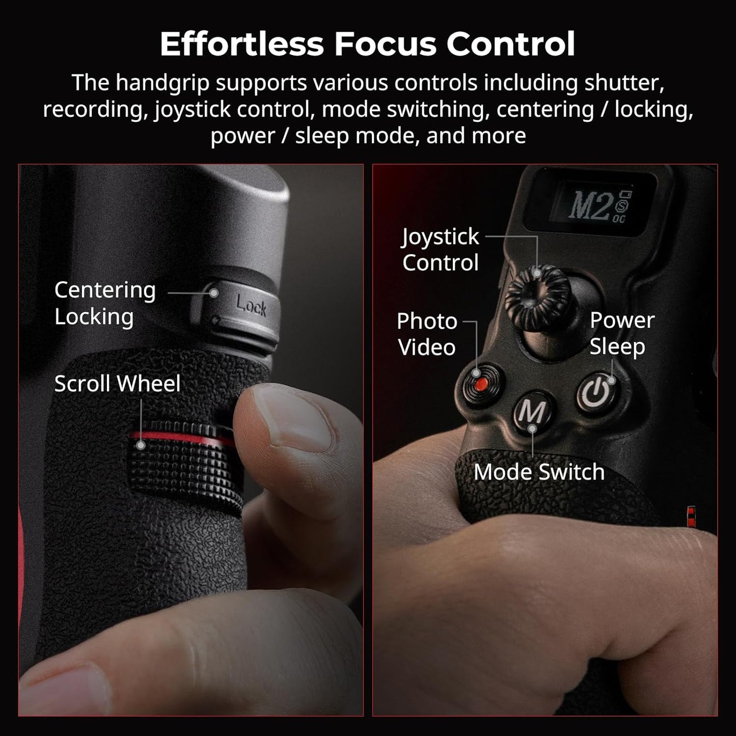 SmallRig Focus Control Dual Grip for DJI RS 2 / RS 3 Pro/RS 4 Pro Gimbal Stabilizer, Dual Handle with NATO Rail, Joystick Operation, Mode Switching, Centering/Locking, Max Load 17.6lb(Not for RS4)