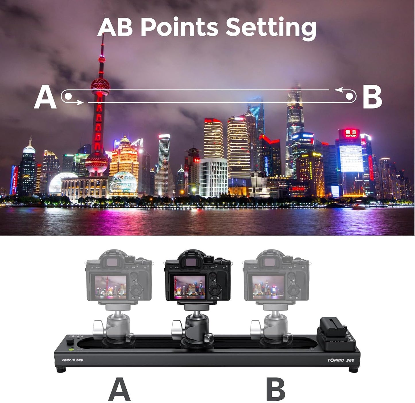 Accsoon Toprig S60 Motorized Camera Slider App Wireless Control Carbon Fiber Dolly Rail Slider Support IME Lapse Photography