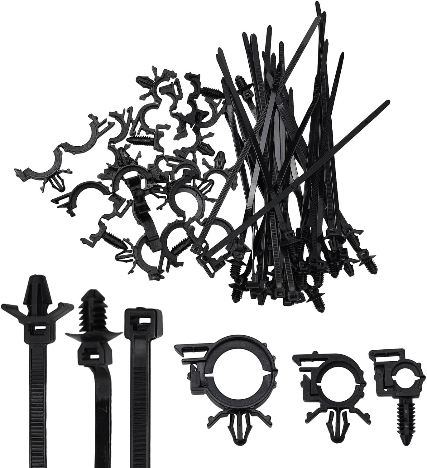 45 Pieces Car Cable Management Kit With Push Mount Cable Ties And Wire Routing Clips, Nylon Cable Tie Buckle Set For Automotive Engine Bay Wire Organization