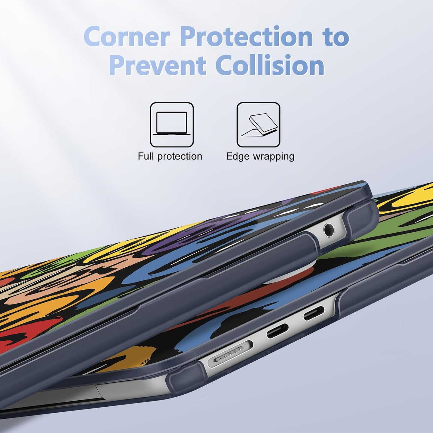 Case for MacBook Air 15 Inch 2025 2024 2023 Release M4 A3241 M3 A3114 M2 A2941, Hard Shell with Screen Protector & Keyboard Cover, Compatible with Touch ID, Happy Emoji