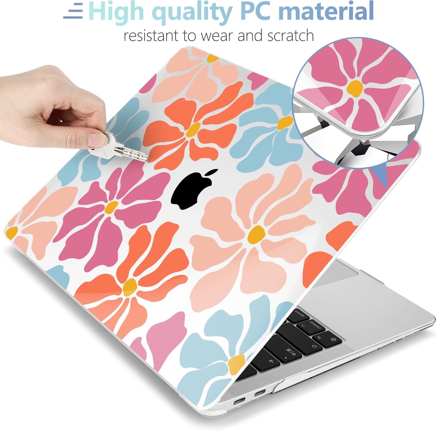 MEEgoodo for MacBook Air 13 inch Case 2021 2020 2019 2018 Released A2337 M1 A2179 A1932 with Touch ID, Plastic Hard Shell & Keyboard Cover Compatible with MacBook Air Case 13.3,Minimalist Style Floral