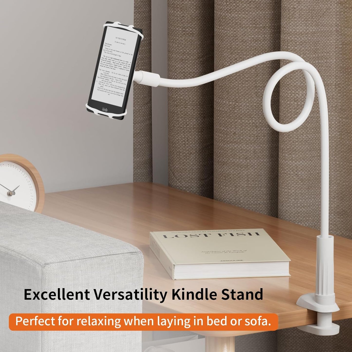 Gooseneck Kindle Holder for Reading in Bed - [Anti-Slip] Phone Holder for Bed, Kindle Stand Accessories, for iPad mini Stand for Desk, for Paperwhite Oasis Tablets 4-10.5 inches