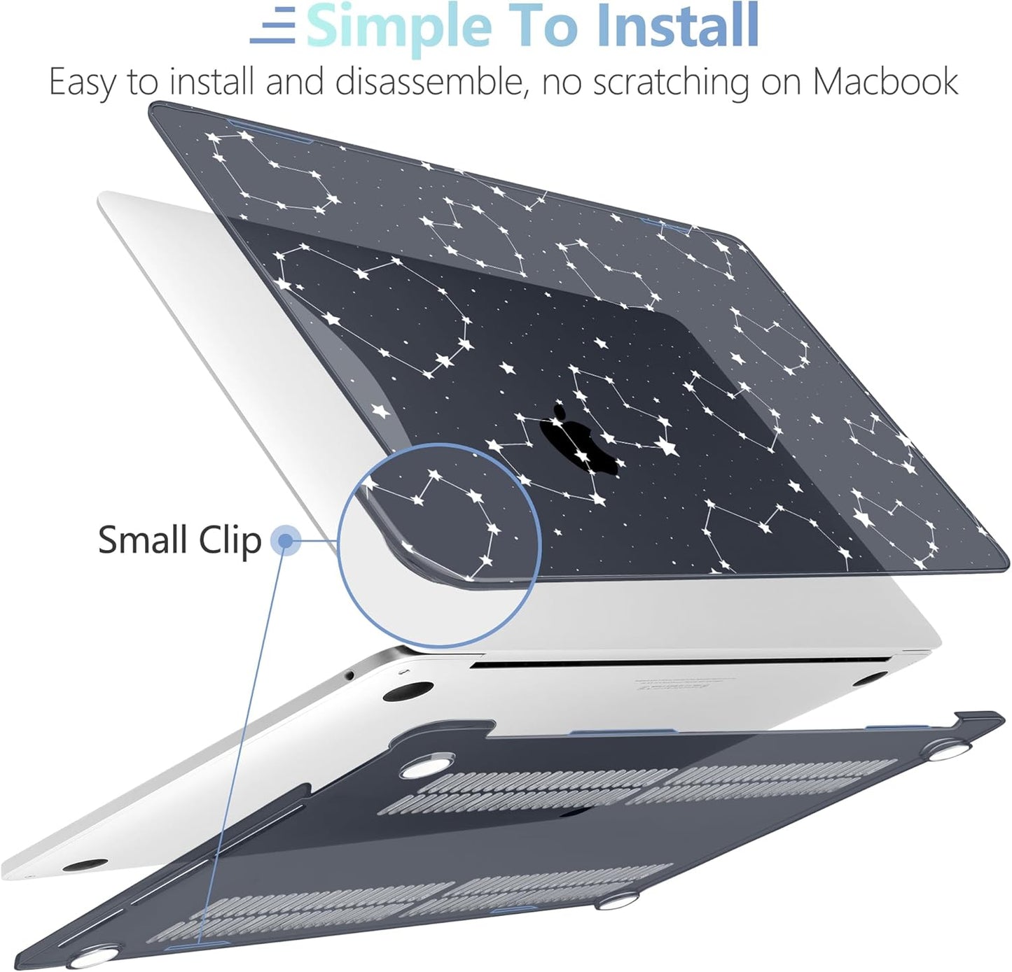 MEEgoodo Case for MacBook Pro 13 inch Case 2022 2021 2020 A2338 M2/M1 A2251 A2289, Laptop Hard Shell with Keyboard & Camera Cover Compatible with 13 inch MacBook Pro,Constellations & Hearts