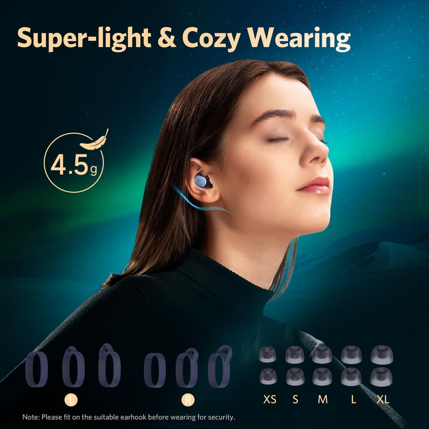 EarFun Free Pro 3 Noise Cancelling Wireless Earbuds, Hi-Res Sound, Snapdragon Sound with Qualcomm aptX™ Adaptive, 6 Mics ENC, Bluetooth 5.3 Earbuds, Multipoint Connection, Custom EQ App, Navy Blue