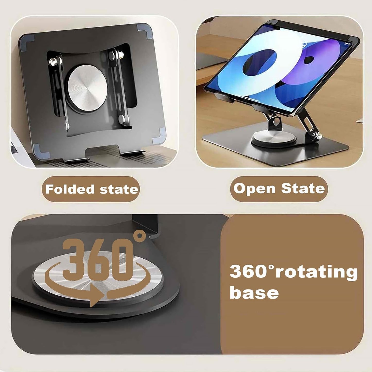 Laptop Pad 360 Rotating Laptop Stand 2 Adjustable Angle and 0-13 inches Tall Adjustable Cooling Pad Fits 10-17.3" laptops Pads