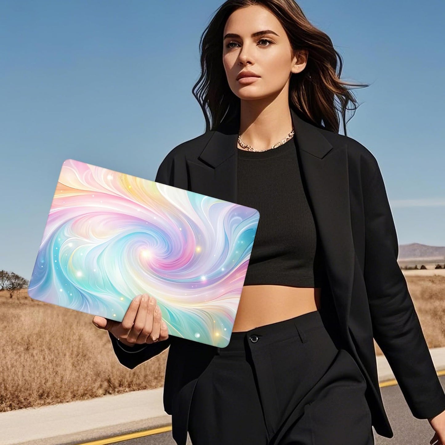 Mektron Compatible with M4 MacBook Air 15 inch Case 2025 A3241 2024 2023 M3 A3114 A2941 M2 Liquid Retina Display Touch ID, Plastic Hard Case & Keyboard Skin & Screen Protector - Colors Swirls