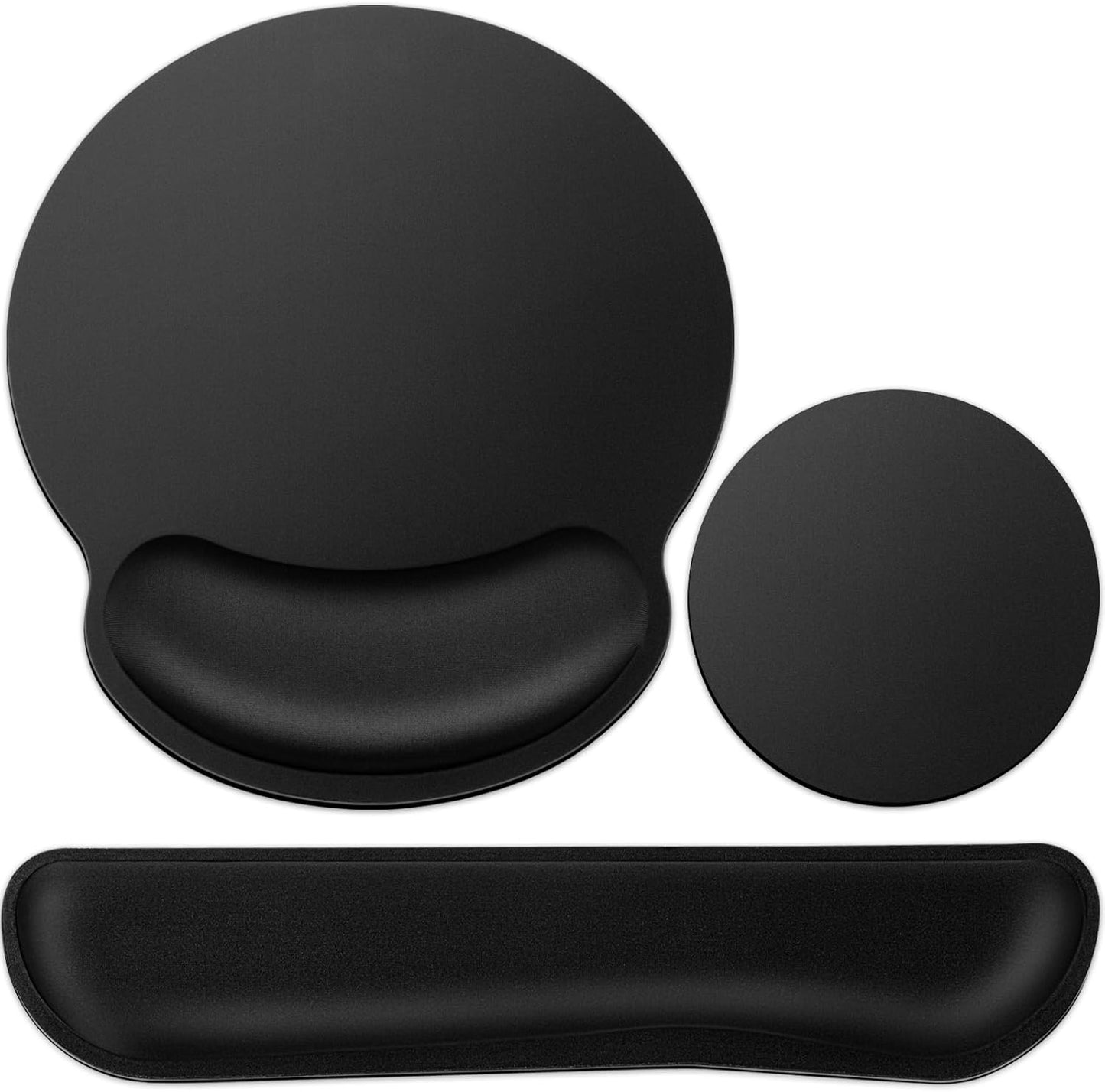 Ergonomic Keyboard Wrist Rest, Mouse Pad with Wrist Rest Black, Funny Gaming Mousepad with Wrist Support, Memory Foam Wrist Rest Set for Computer Keyboard, Office Desk Accessories