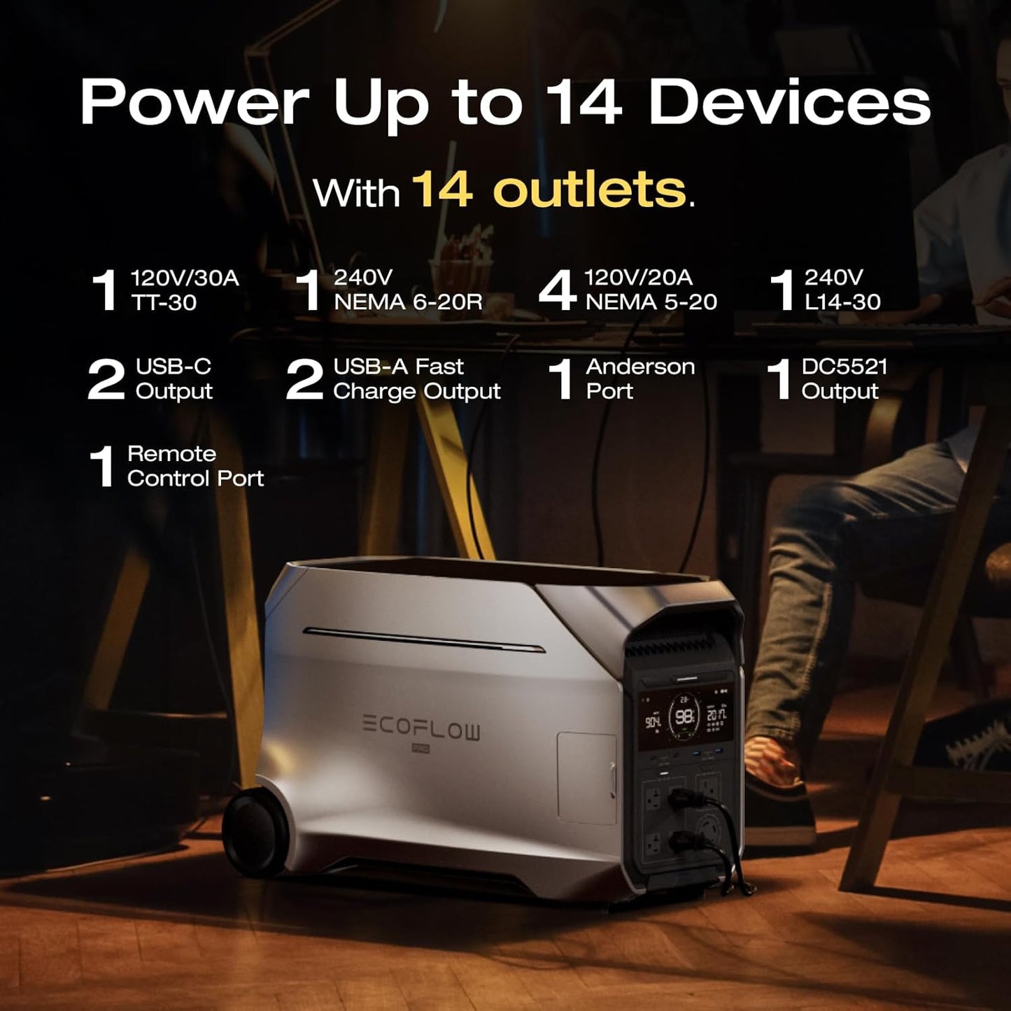 EF ECOFLOW 8kWh Portable Power Station: DELTA Pro 3 with Extra Battery, 120/240V 4000W AC Output, Solar Generator for Home Use, Camping, Emergencies, Power Outages, RVs, and Outdoor Generators