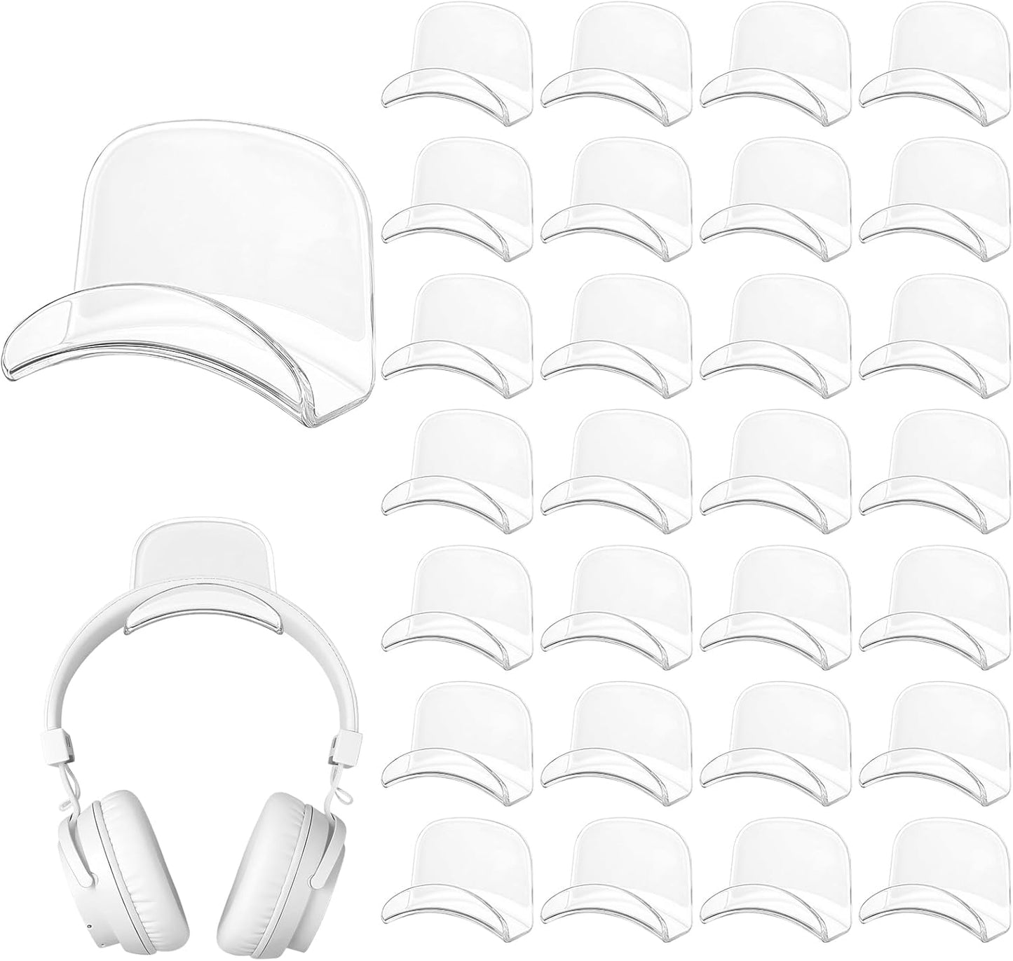 30 Pcs Headset Wall Holder Adhesive Gaming Headset Holder Hooks for Wall Mounting Strong Universal Hooks for Headsets, Game Pads, Hats, Closets, Doors(Clear)