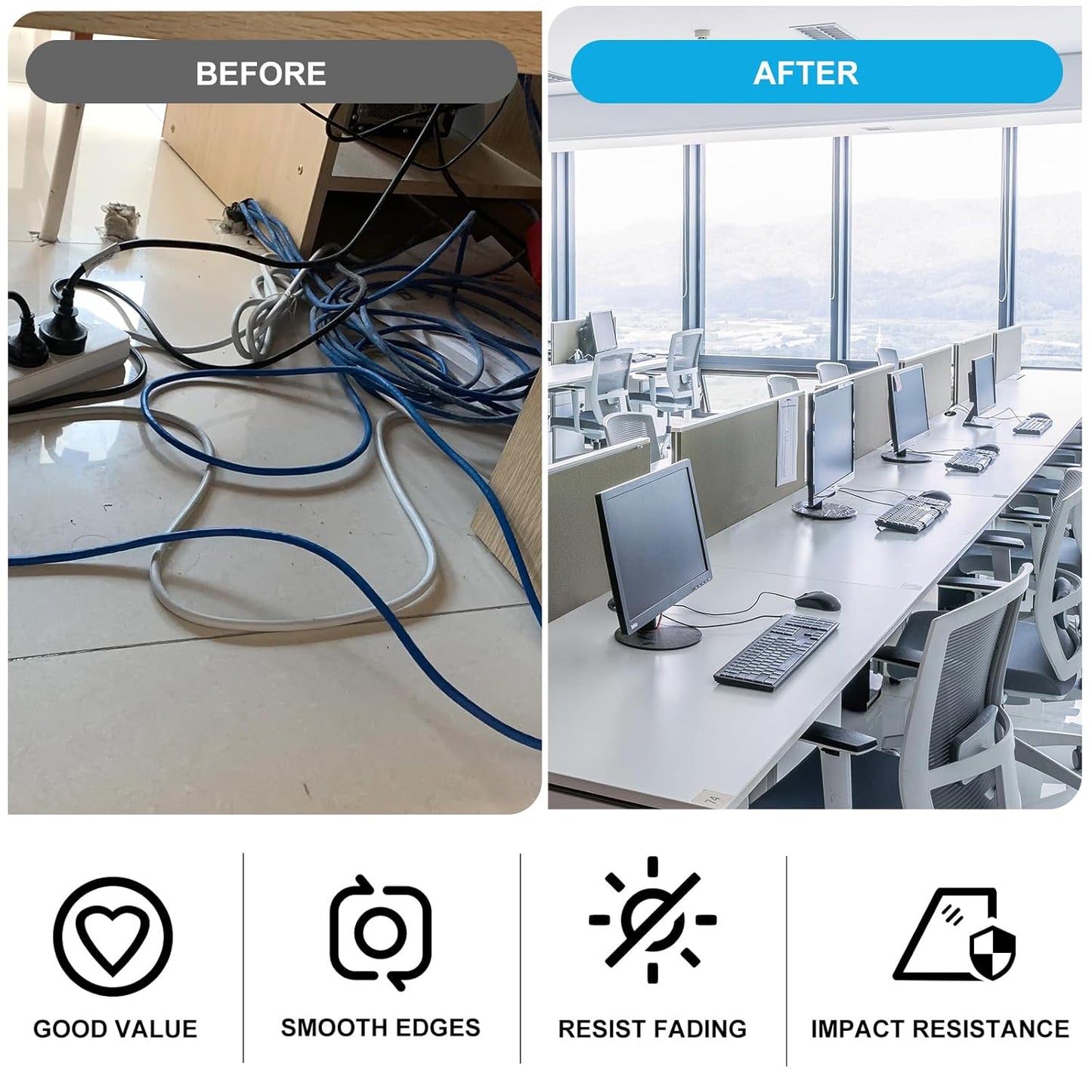 2" White Desk Grommet, JTemgle Flexible Cable Grommet Rubber Cable Hole Cover Wire Organizer Caps Desktop Cord Management for Home Office TV Stands Tabletops, 10 Pieces