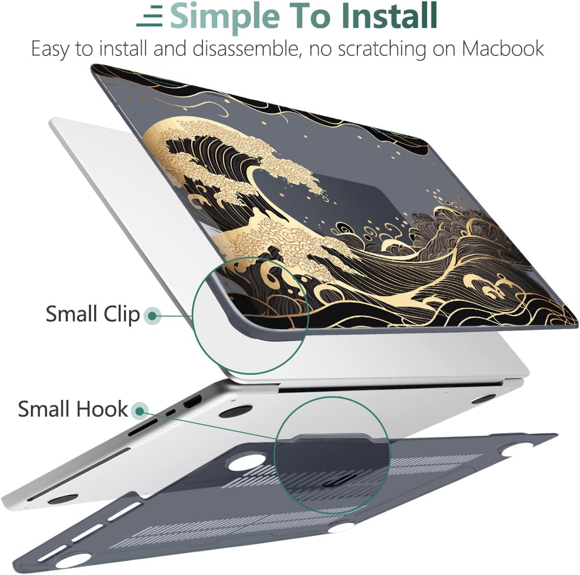 DONGKE for M4 MacBook Pro 16 Inch Case 2024 2023 2021 A3403 A3186 M3 A2991 M2 A2780 M1 A2485 Pro/Max Chip, Plastic Hard Shell Case & Keyboard Cover for Mac Pro 16 with Touch ID, Golden Wave