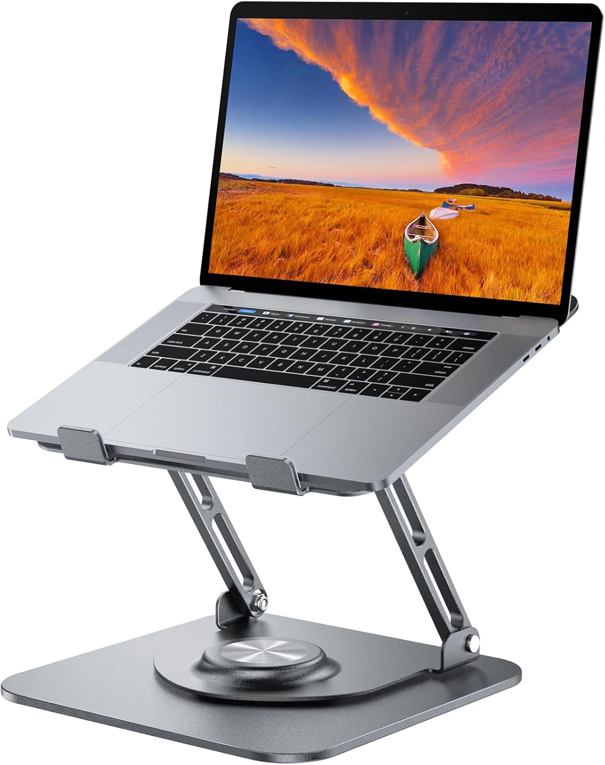 Laptop Stand for Desk, Adjustable Computer Stand with 360° Rotating Base, Ergonomic Laptop Riser for Collaborative Work, Foldable & Portable Laptop Stand, fits for All 10-16" Laptops