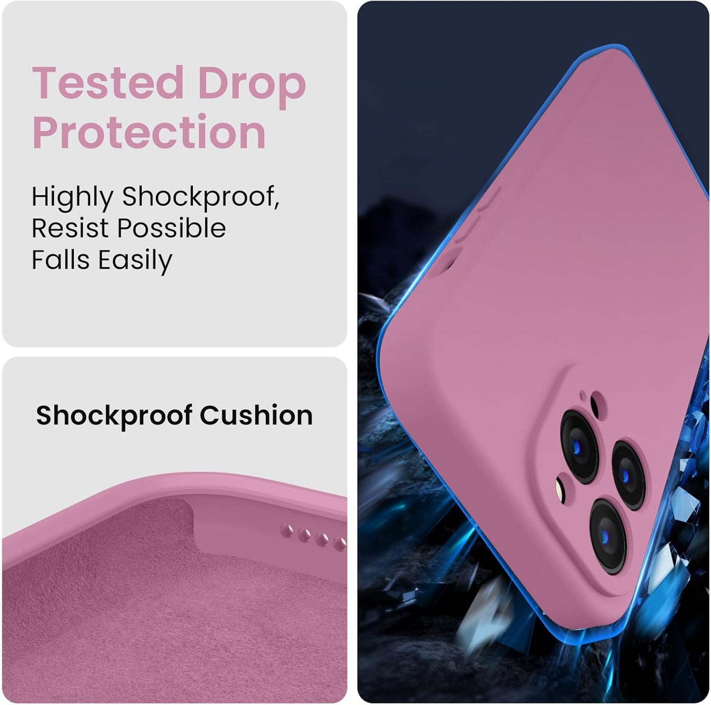 FireNova for iPhone 14 Pro Case, Silicone Upgraded [Camera Protection] Phone Case with [2 Screen Protectors], Soft Anti-Scratch Microfiber Lining Inside, 6.1 inch, Lilac Purple