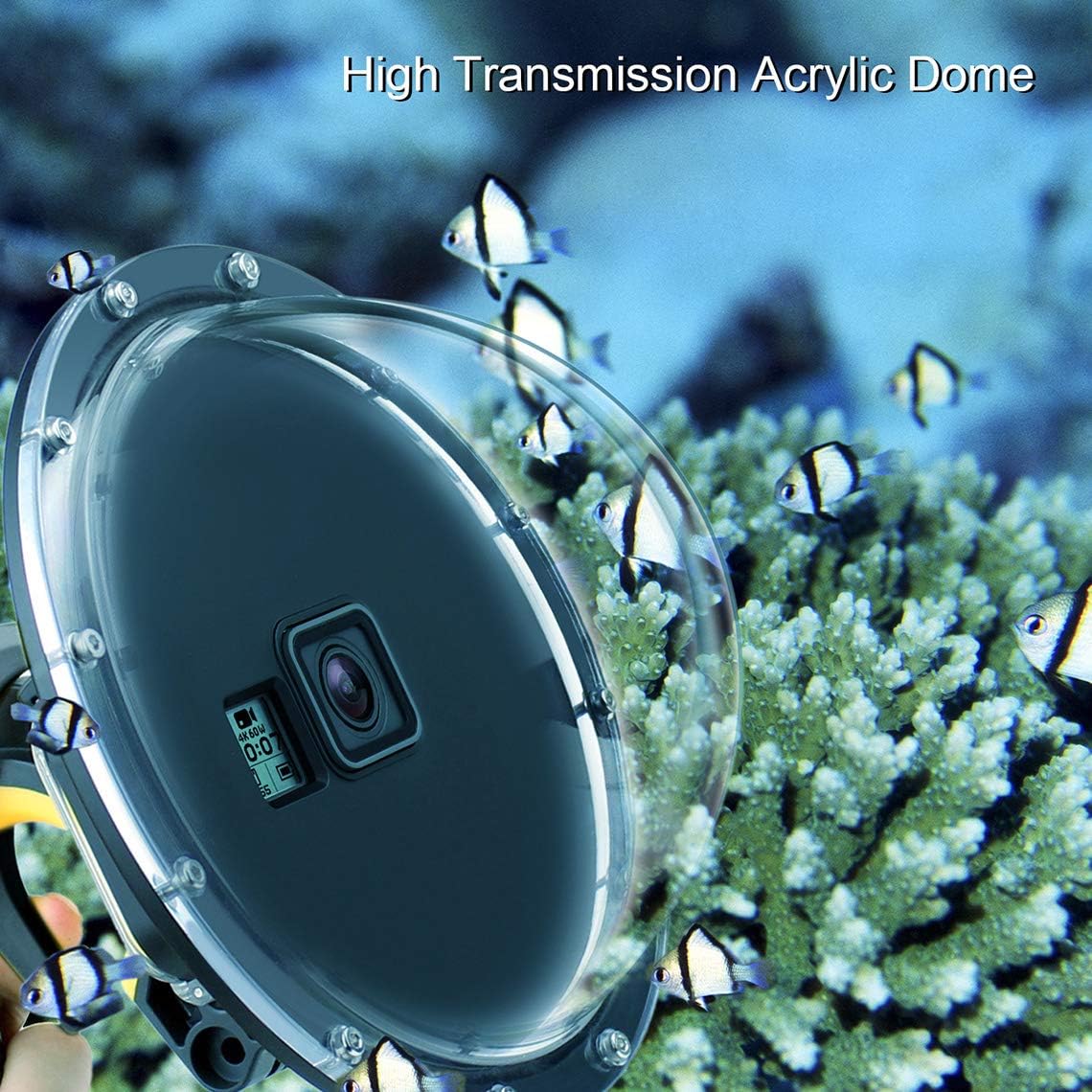 Dome Port for GoPro Hero 2018/7/6/5 Black - Go Pro Dome Port Lens with Waterproof Housing Case Trigger Floating Hand Grip for Hero7 Silver/White Underwater Photography