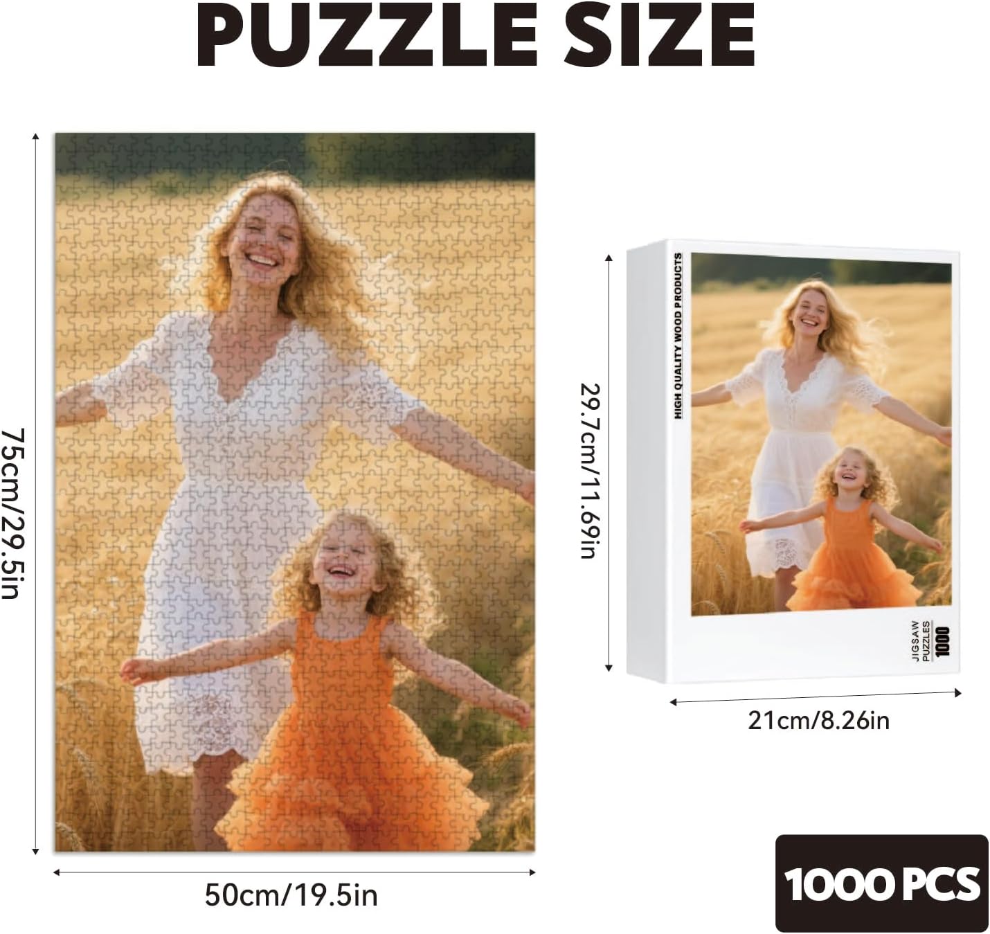 Custom Puzzle, Customize Puzzles from Photos with 120/200/300/500/1000 Pieces, Personalized Wooden Jigsaw Puzzle Gifts for Family, Adults, Christmas, Wedding, Pet