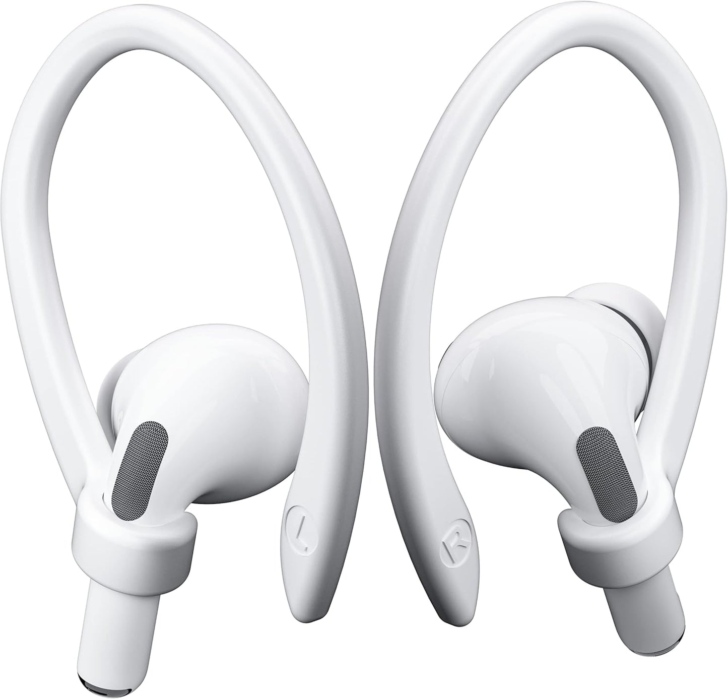 2 Pairs AirPods Ear Hooks for AirPods Pro 2, AirPods Pro, AirPods 4, 3, 2 & 1, Upgraded Anti Slip Sports Clip Hooks for AirPods 1, 2, 3, 4,Pro, Pro 2 – White