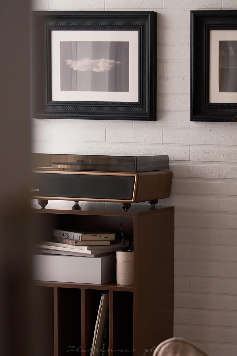 Arkrocket Huygens High Fidelity Bluetooth Record Player with Built-in Speakers Belt Drive Vinyl Turntable with Moving Magnet Cartridge, Bluetooth Input Output and Aux-in (Huygens Walnut + Audio Rack)