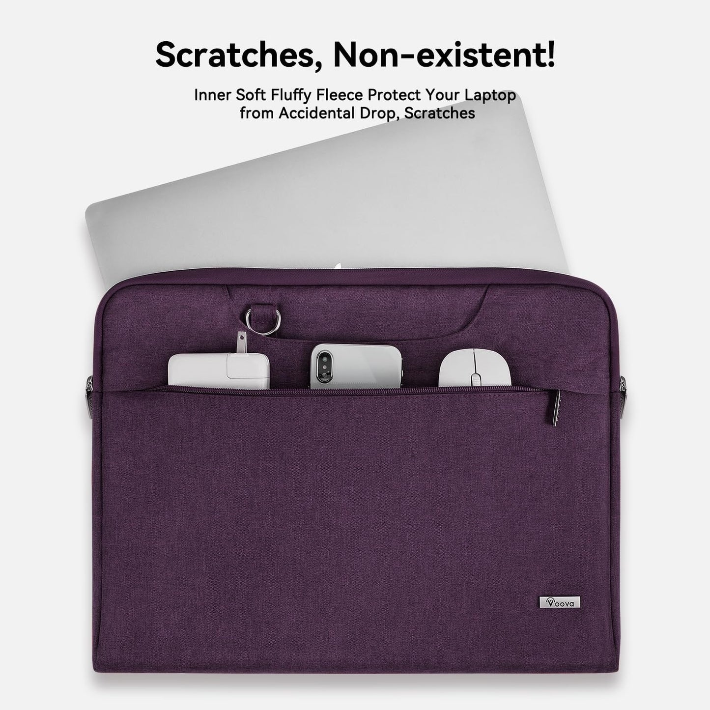 Voova Laptop Bag 15.6 Inch, Waterproof Computer Sleeve Carrying Case with Shoulder Straps & Handle Compatible with Macbook Air 15 M2/M3/M4, MacBook Pro 15/16, 15-16 Inch Hp Dell Lenovo, Dark Purple