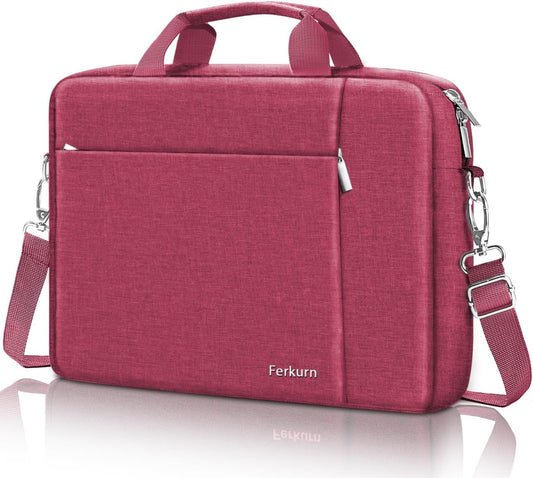 Ferkurn Laptop Bag Case for Women Men Computer Bag Compatible with HP Envy Pavilion Omen/LG Gram/MSI/Dell Inspiron XPS/Lenovo/Acer, Shoulder Strap Carrying Messenger Briefcase, Red, 17 17.3 Inch