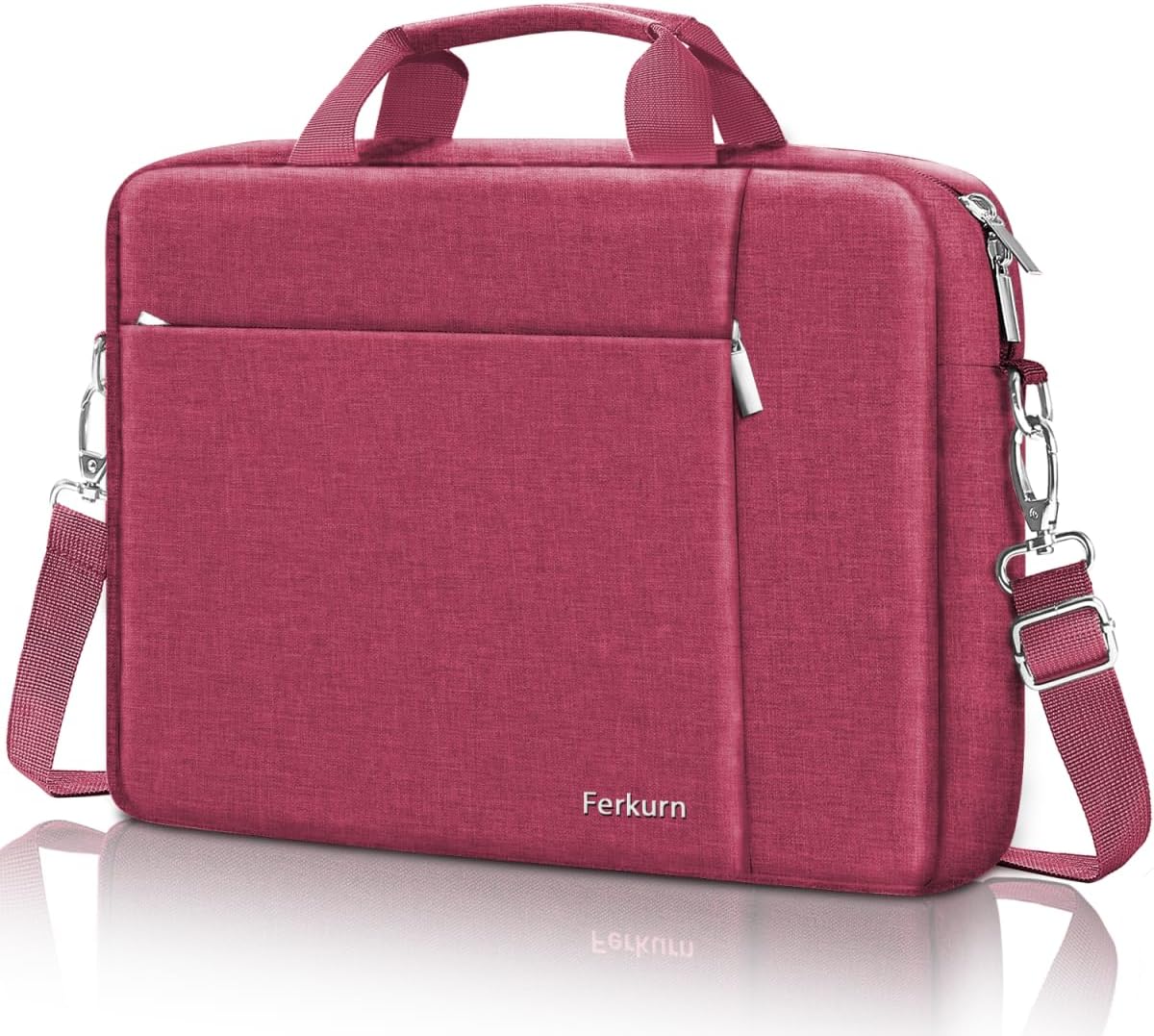 Ferkurn Laptop Bag Case for Women Men Computer Bag Compatible with HP Envy Pavilion Omen/LG Gram/MSI/Dell Inspiron XPS/Lenovo/Acer, Shoulder Strap Carrying Messenger Briefcase, Red, 15.6 16 Inch