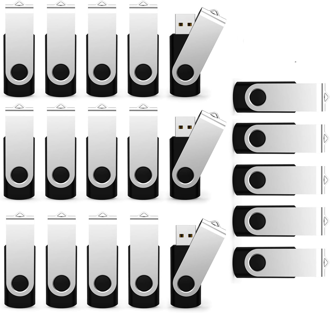 20 Pack 128MB Bulk USB 2.0 Flash Drives Small Capacity USB Thumb Drive Swivel Memory Stick JumpDrive [Not 128GB]
